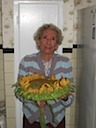Grandma Holding the Sunflower